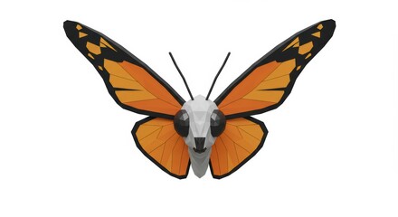 Geometric Monarch Butterfly: A Low-Poly 3D Render