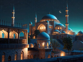 serene view of mosque in evening