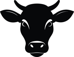 Cow head black silhouette vector,Cow head icon