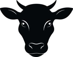 Cow head black silhouette vector,Cow head icon