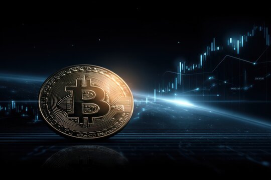 Bitcoin digital currency on a dark futuristic background