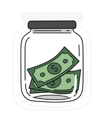 Tip jar vector illustration, cocktail bartender equipment