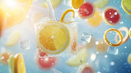 lemon falling into water