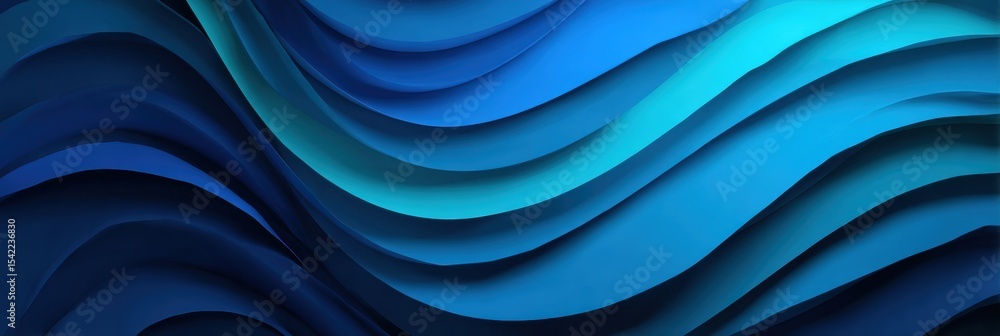 Aufkleber Layers of Blue Waves Create a Soothing, Slow-Motion Effect in a Mesmerizing Display of Color and Form