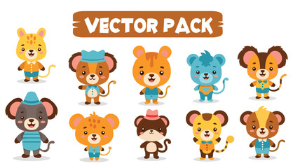 Cartoon animal vector pack Ten uniquely designed colorful and expressive characters.