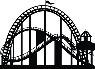 Roller Coaster  black silhouette vector,Roller Coaster  icon illustration