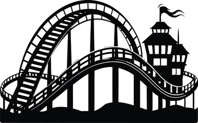 Roller Coaster  black silhouette vector,Roller Coaster  icon illustration