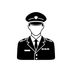 Monochrome faceless figure in military uniform with hat tie jacket and epaulettes