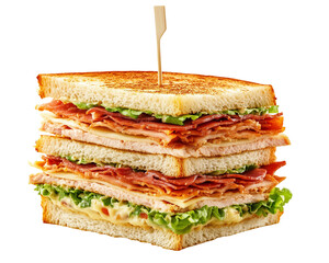Club sandwich with bacon lettuce and tomato layers
