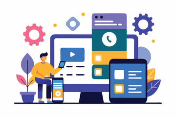 Office Team Collaboration and Data Analysis – Business Flat Vector Set

