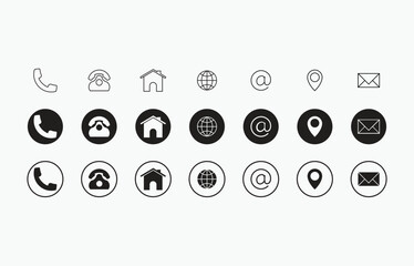 Web icon set. Website set icon , Business card contact information icons