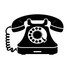 Vintage rotary phone silhouette isolated on white background