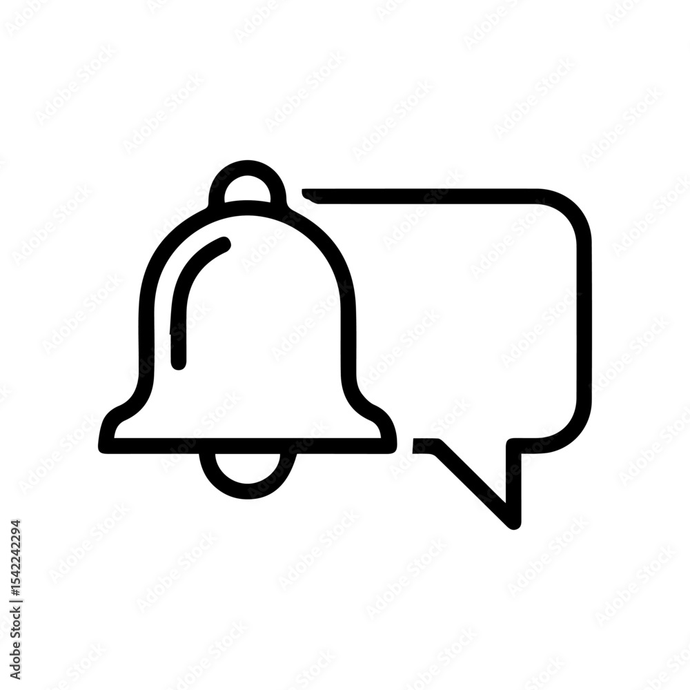 Poster outline image of a bell adjacent to a speech bubble