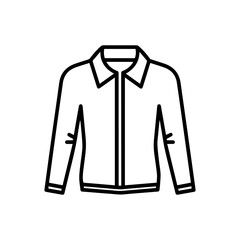 Outline drawing of a collared shirt with long sleeves and a buttondown front