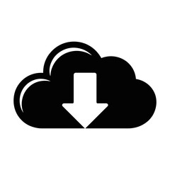 Cloud download icon silhouette isolated on white background