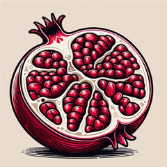 Pomegranate Cross Section SVG Line Art
