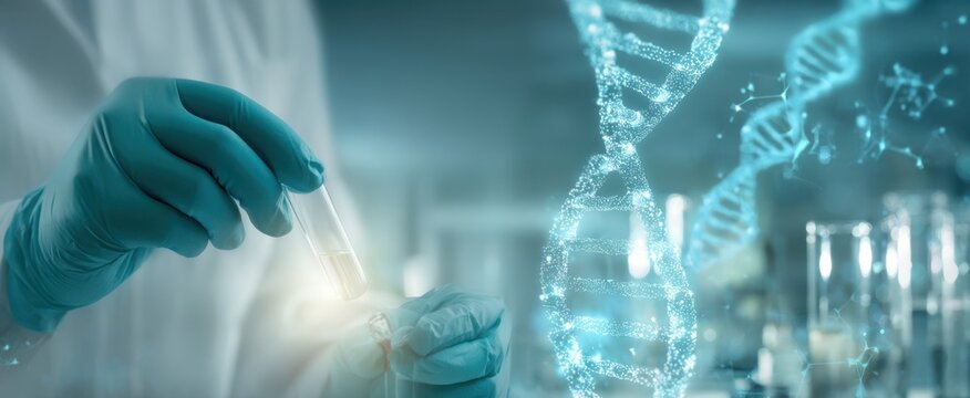 The laboratory scientist examining DNA in a modern research setting. - Powered by Adobe