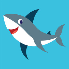 Colorful Cartoon Shark Illustration Cute Ocean Animal Vector Art silhouette,  Cartoon Shark vector silhouette, Clipart design