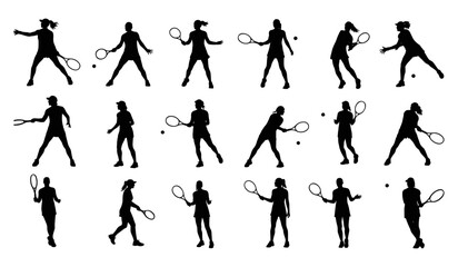 A Collection of Athletes in Various Game-Play Poses, Highlighting Serves, Returns, and Intense Rallies