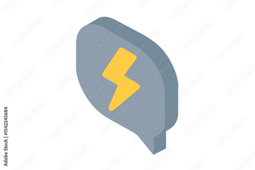 Aufkleber icon of a speech bubble with lightning bolt symbolizing energy and communication concepts in a moder
