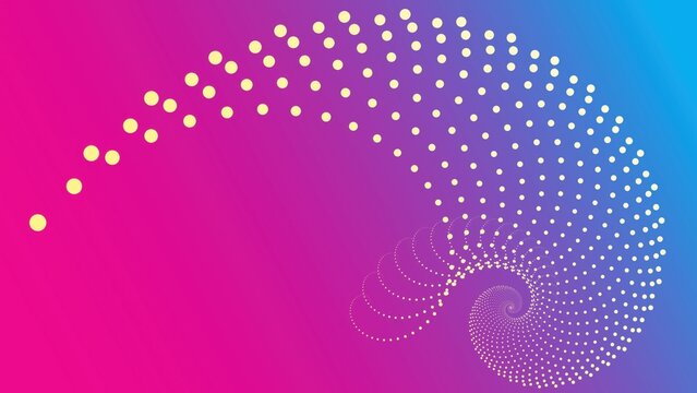 Abstract spiral pattern with yellow dots on gradient background