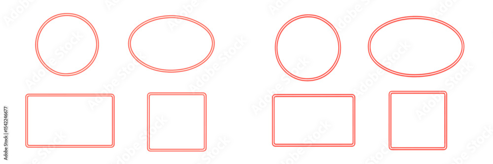 Aufkleber different geometric shapes displayed in various orientations and sizes on a neutral background for e