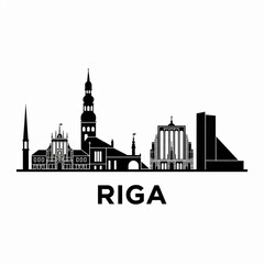 Fototapeta premium Riga Skyline Silhouette — Historic Baltic Capital City Vector Illustration