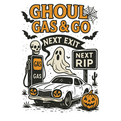 Spooky Halloween Gas Station PNG