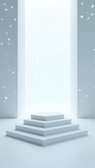 Obraz premium Vertical White Podium in Futuristic White Room