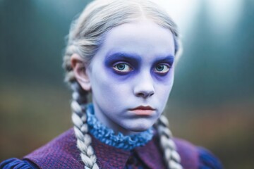 Portrait of girl with ghostly makeup for Halloween