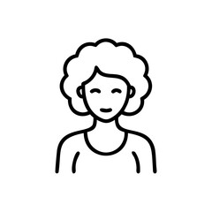 Line Art Illustration of a Woman with Curly Hair Wearing a Simple Top female girl
