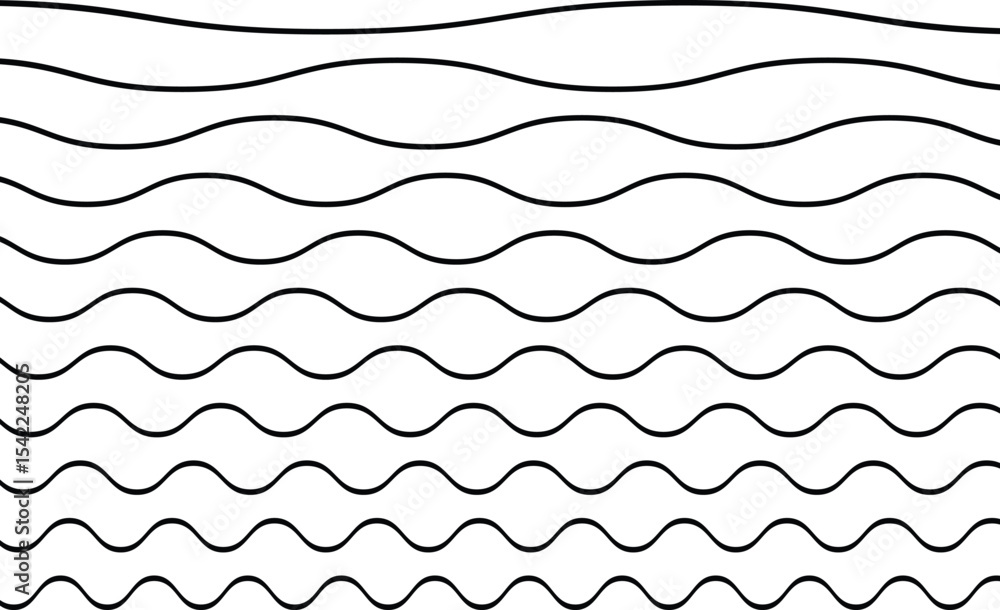 Poster set of black zigzag smooth line design, wave line design vector illustration.