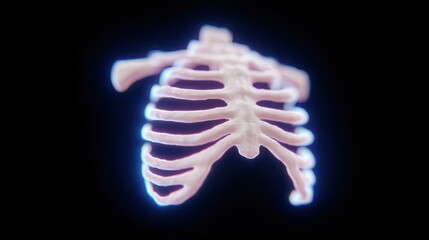 Detailed 3D Model of Human Rib Cage with Luminous Effect