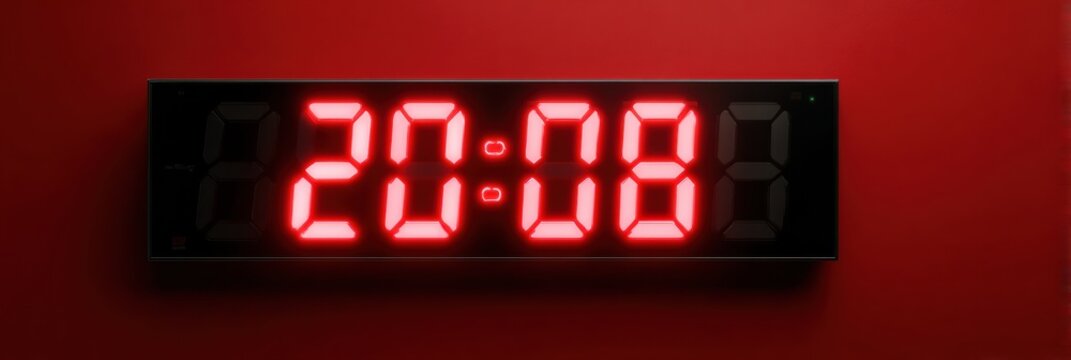 Digital Countdown Timer Displayed Prominently Over a Vibrant Red Background With Minimal Distractions on the Left Side - Powered by Adobe