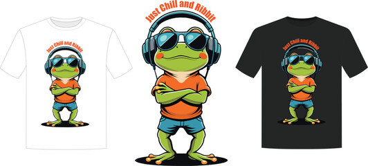 A chill frog listening to song