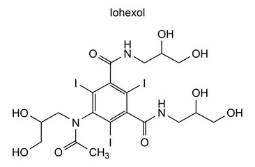 Chemical structure of iohexol, drug substance