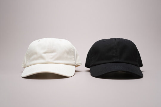 Classic Baseball Caps White and Black Dad Hats - Minimalist Style, mockup design
