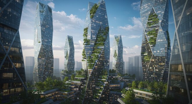 green city with green energy concept