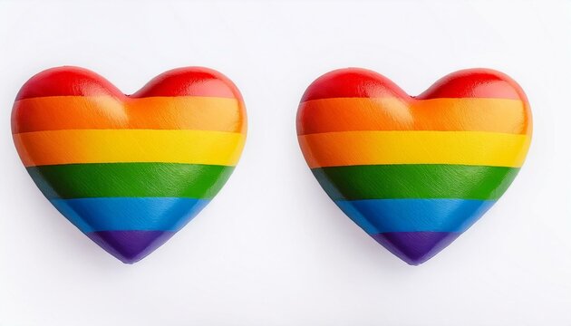 Rainbow-striped heart pair