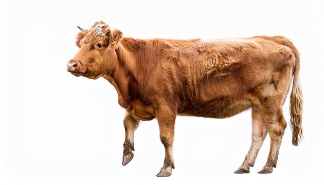 Red cow on white background