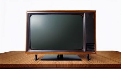 Vintage television on wooden surface