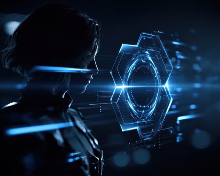 A woman with digital interface