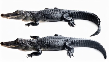 American alligator pair, dorsal & lateral views