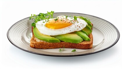 Avocado toast with fried egg and microgreens