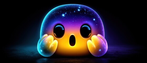 Glowing, surprised emoji