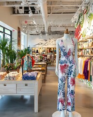 Store with a white dress on display
