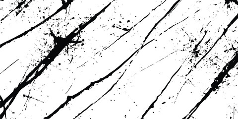Naklejka premium Abstract black ink stains and scratches grunge texture isolated white background. Intricate designs of lines and dots in various sizes, creating a dynamic and textured. 