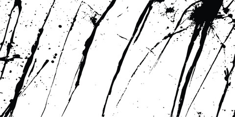 Abstract black ink stains and scratches grunge texture isolated white background. Intricate designs of lines and dots in various sizes, creating a dynamic and textured. 