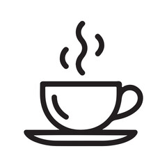 Hot coffee cup steam line art icon graphic
