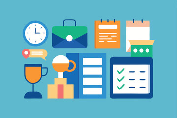 corporate Office Environment with Business People – Flat Vector Bundle